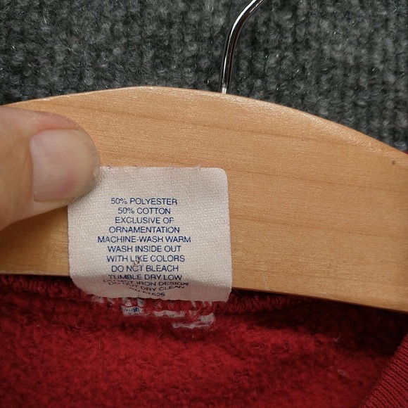 Velva Sheen Mens Embroidered Mickey Mouse Pullover Sweatshirt Red XL Vintage USA - Picture 9 of 12